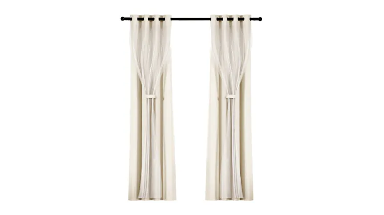 Artiss Multi-Layer Eyelet Sheer Curtains with Blackout Lining 132 x 304cm 2pcs. - Beige Artiss Multi-Layer Eyelet Sheer Curtains with Blackout Lining 132 x 304cm 2pcs. - Beige