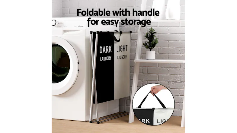 Artiss Colour Sort Dual Compartment Laundry Hamper - Dark/Light Artiss Colour Sort Dual Compartment Laundry Hamper - Dark/Light