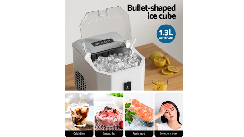 Devanti Benchtop Ice Maker 1.3L - White Devanti Benchtop Ice Maker 1.3L - White