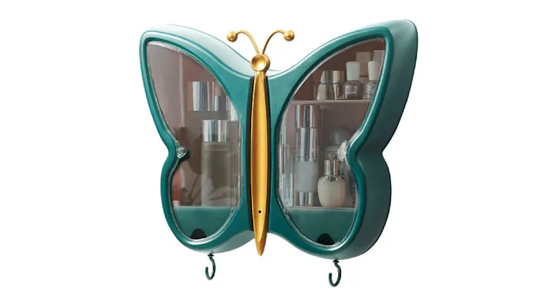 SOGA Wall Mounted Fashion & Makeup Organiser - Green Butterfly SOGA Wall Mounted Fashion & Makeup Organiser - Green Butterfly
