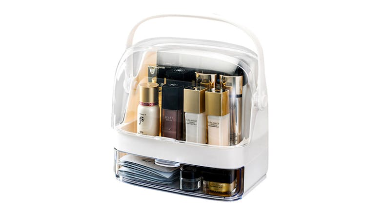 SOGA Dual Tier Covered Makeup Organiser Caddy - White SOGA Dual Tier Covered Makeup Organiser Caddy - White