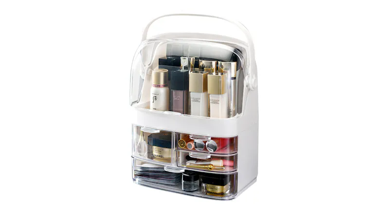 SOGA Three Tier Covered Makeup Organiser Caddy - White SOGA Three Tier Covered Makeup Organiser Caddy - White
