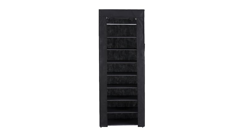 Artiss 10 Tier 27 Pair Stacking Shoe Rack with Detatchable Cover - Black Artiss 10 Tier 27 Pair Stacking Shoe Rack with Detatchable Cover - Black