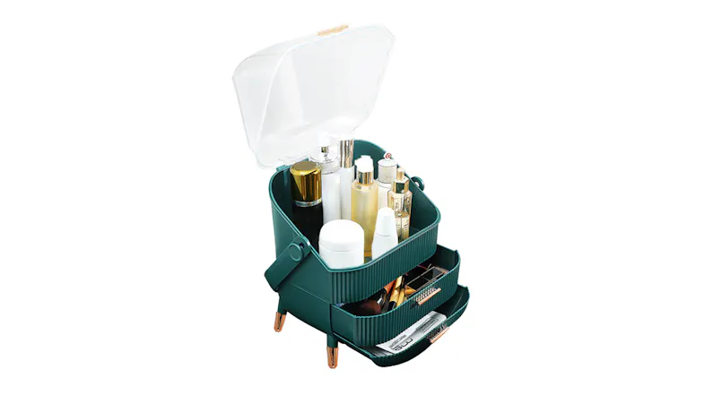 SOGA Stylish Three Compartment Benchtop Makeup Storage Caddy - Green SOGA Stylish Three Compartment Benchtop Makeup Storage Caddy - Green