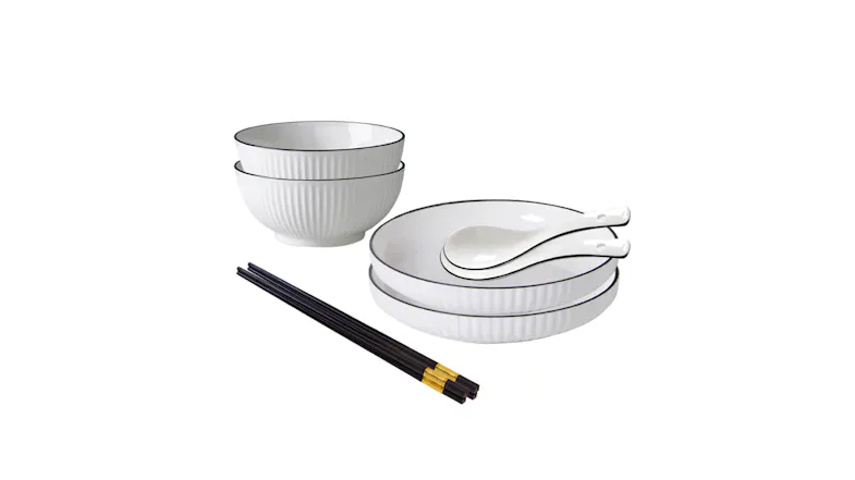 SOGA Japanese-Inspired Dinnerware Set for Two 8pcs. - Fuyu White SOGA Japanese-Inspired Dinnerware Set for Two 8pcs. - Fuyu White