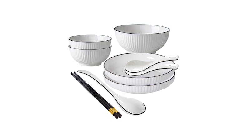 SOGA Japanese-Inspired Dinnerware Set for Two 10pcs. - Fuyu White SOGA Japanese-Inspired Dinnerware Set for Two 10pcs. - Fuyu White