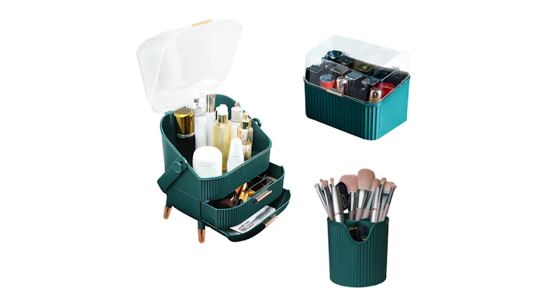 SOGA Stylish Bathroom Organisation Set 3pcs. - Green SOGA Stylish Bathroom Organisation Set 3pcs. - Green