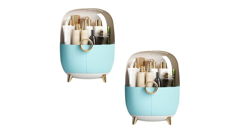 SOGA Modern Benchtop Makeup Organiser 2pcs. - Blue SOGA Modern Benchtop Makeup Organiser 2pcs. - Blue