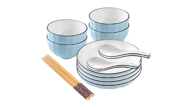 SOGA Japanese-Inspired Dinnerware Set for Four 16pcs. - Aozora Blue SOGA Japanese-Inspired Dinnerware Set for Four 16pcs. - Aozora Blue
