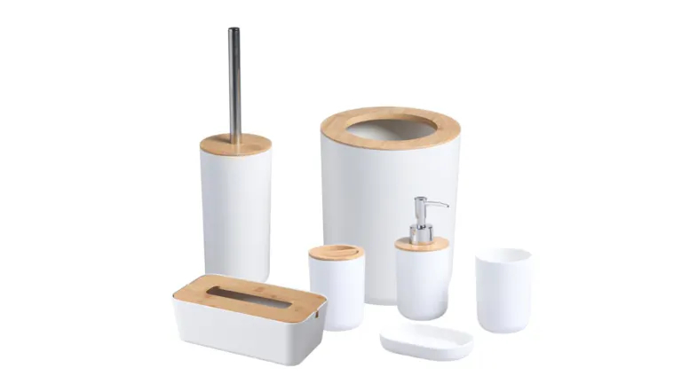 TAKARA "Takae" Modern Bathroom Organizer Set 7pcs. - White TAKARA "Takae" Modern Bathroom Organizer Set 7pcs. - White