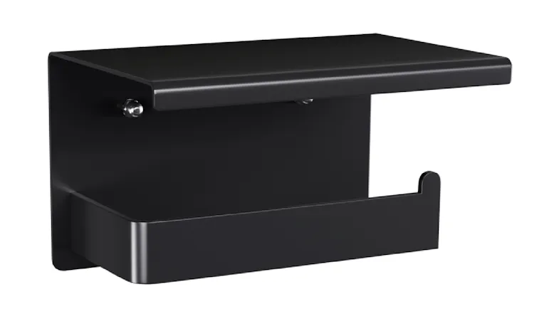Cefito Modern Toilet Paper Roll Holder with Shelf - Matte Black Cefito Modern Toilet Paper Roll Holder with Shelf - Matte Black