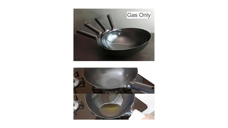 Wahei Freiz Ajido Black Steel Iron Wok with Handle 33cm Wahei Freiz Ajido Black Steel Iron Wok with Handle 33cm