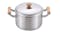 Chitose Induction Compatable Stainless Steel Pot with Lid, Wooden Handles 22cm Chitose Induction Compatable Stainless Steel Pot with Lid, Wooden Handles 22cm