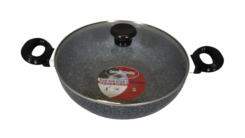 Kiam Heavy Duty Non-Stick Wok Frypan with Glass Lid 28cm Kiam Heavy Duty Non-Stick Wok Frypan with Glass Lid 28cm