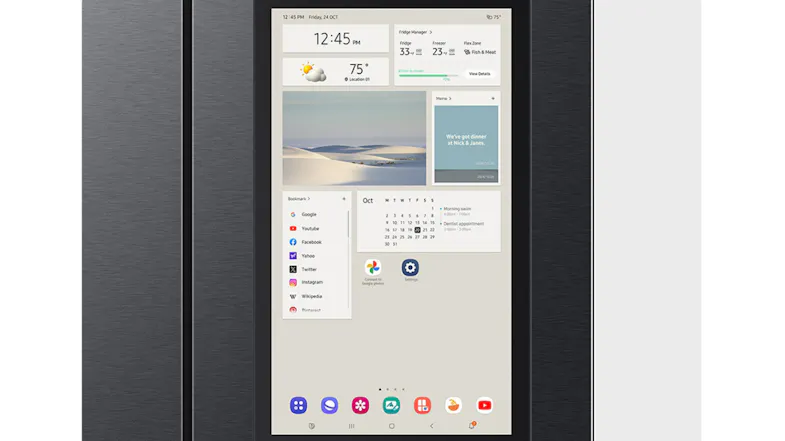 Digital home dashboard with weather, calendar, and app shortcuts Digital home dashboard with weather, calendar, and app shortcuts