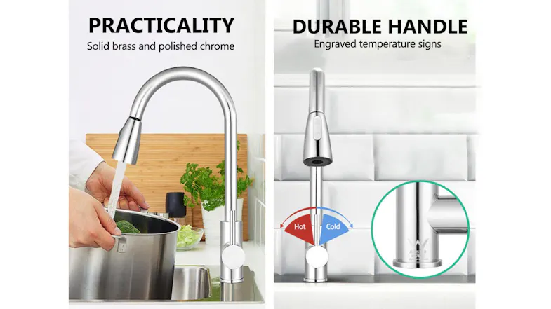 TSB Living Extendable Mixer Tap with Spray Mode Settings - Chrome TSB Living Extendable Mixer Tap with Spray Mode Settings - Chrome