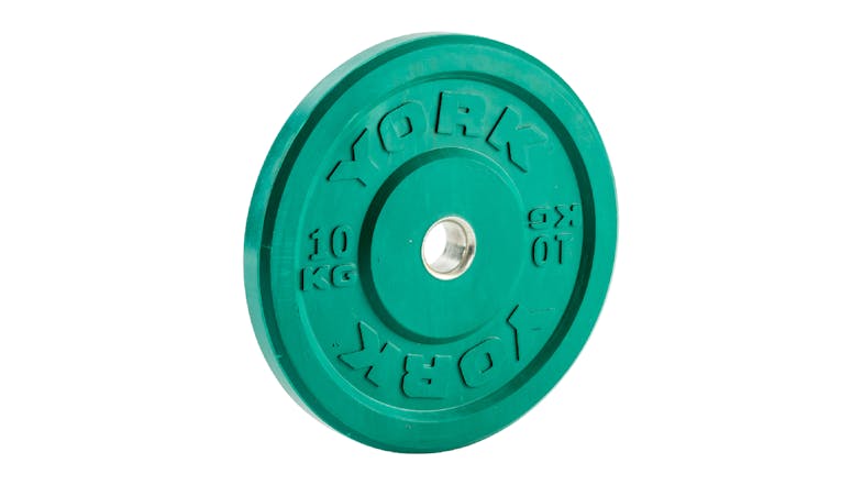 York Solid Rubber Bumper Plate 10kg - Green York Solid Rubber Bumper Plate 10kg - Green