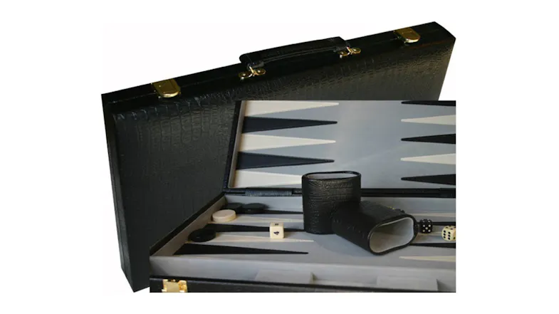 Puzzle & Game 15" Lizard Skin Look Backgammon Set Puzzle & Game 15" Lizard Skin Look Backgammon Set