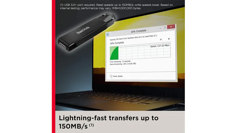 SanDisk CZ460 Ultra USB-C 3.1 Flash Drive - 128GB (Black) SanDisk CZ460 Ultra USB-C 3.1 Flash Drive - 128GB (Black)