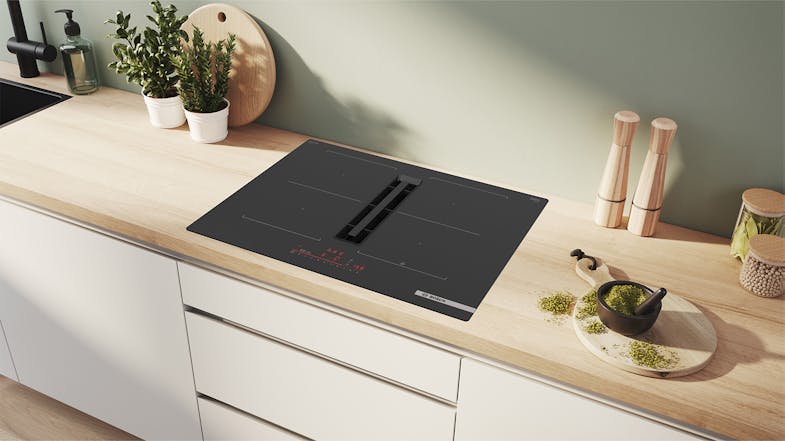 Bosch 70cm 4 Zone Induction Cooktop with Downdraft Rangehood - Black Glass (Series 6/PVQ711H26E) Bosch 70cm 4 Zone Induction Cooktop with Downdraft Rangehood - Black Glass (Series 6/PVQ711H26E)