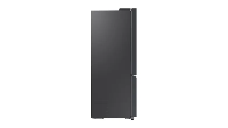 Side view of a fridge freezer displaying slim profile and door alignment Side view of a fridge freezer displaying slim profile and door alignment