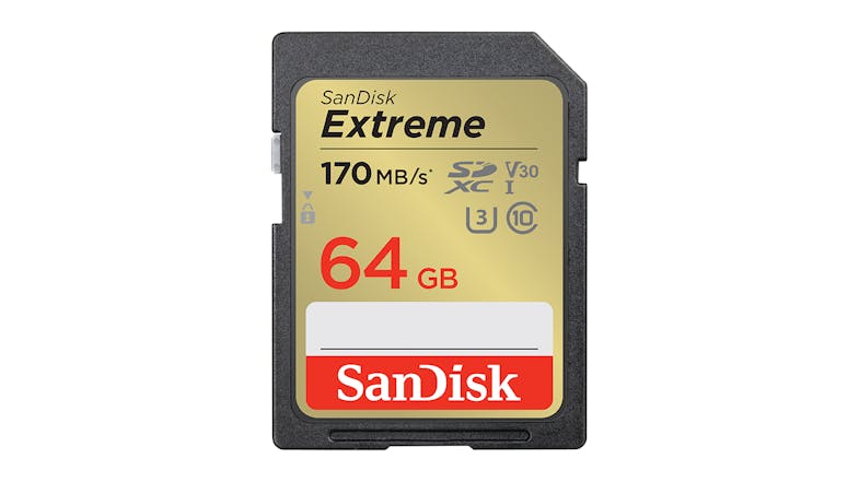 SanDisk Extreme SD Card - 64GB (SDHC, SDXC, UHS-I, V30, U3, Read 170 MB/s) SanDisk Extreme SD Card - 64GB (SDHC, SDXC, UHS-I, V30, U3, Read 170 MB/s)