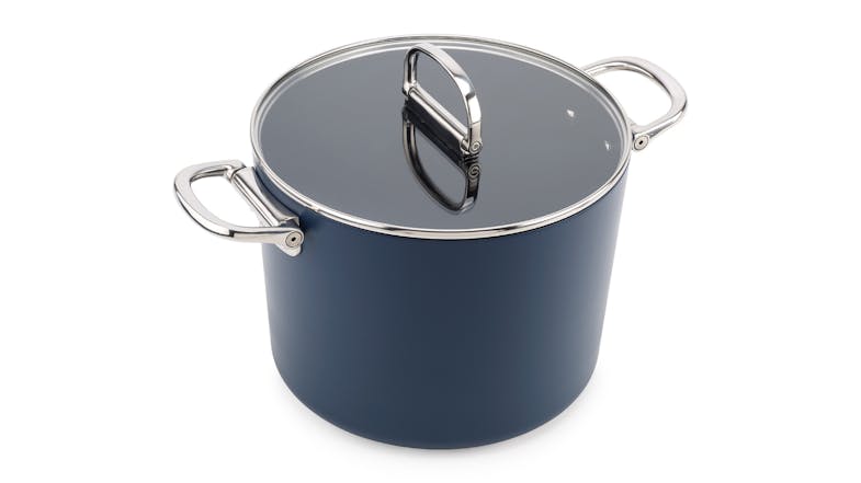 Joseph Joseph "Space" Non-Stick Stock Pot with Lid, Fold-Away Handles 28cm - Navy Joseph Joseph "Space" Non-Stick Stock Pot with Lid, Fold-Away Handles 28cm - Navy