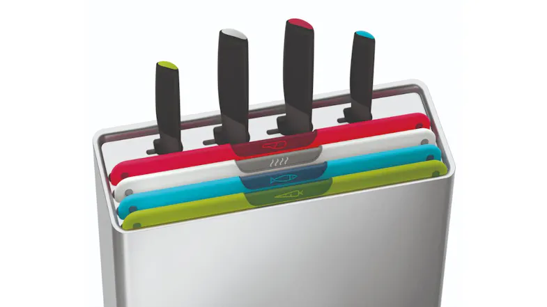 Joseph Joseph Stainless Steel Chopping Board Folio with Stainless Steel Knife Set 4pcs. - Colour-Coded Joseph Joseph Stainless Steel Chopping Board Folio with Stainless Steel Knife Set 4pcs. - Colour-Coded