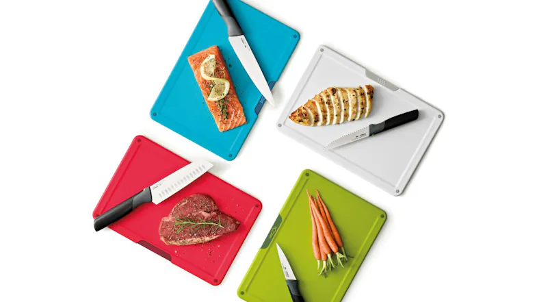 Joseph Joseph Stainless Steel Chopping Board Folio with Stainless Steel Knife Set 4pcs. - Colour-Coded Joseph Joseph Stainless Steel Chopping Board Folio with Stainless Steel Knife Set 4pcs. - Colour-Coded