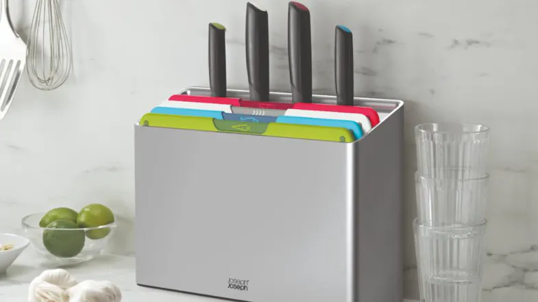 Joseph Joseph Stainless Steel Chopping Board Folio with Stainless Steel Knife Set 4pcs. - Colour-Coded Joseph Joseph Stainless Steel Chopping Board Folio with Stainless Steel Knife Set 4pcs. - Colour-Coded