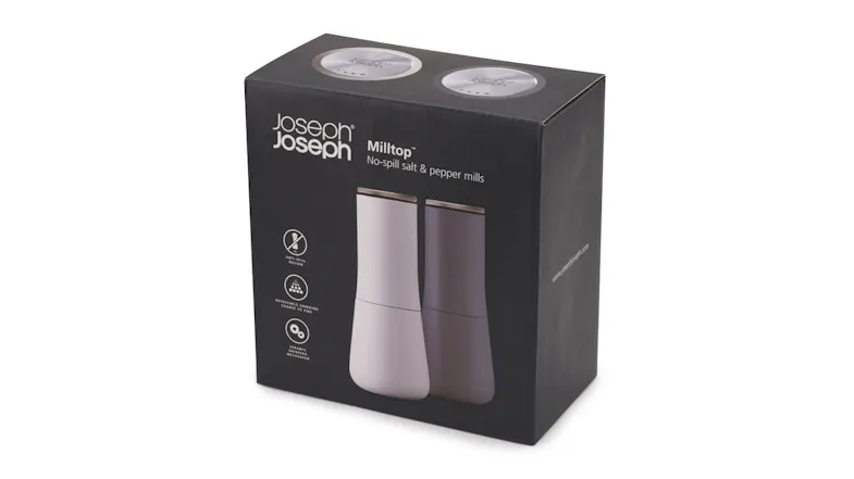 Joseph Joseph Milltop Modern Tidy Matching Salt & Pepper Grinders - Black/White Joseph Joseph Milltop Modern Tidy Matching Salt & Pepper Grinders - Black/White