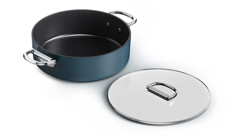 Joseph Joseph "Space" Non-Stick Shallow Casserole Dish with Lid, Fold-Away Handles 28cm - Navy Joseph Joseph "Space" Non-Stick Shallow Casserole Dish with Lid, Fold-Away Handles 28cm - Navy
