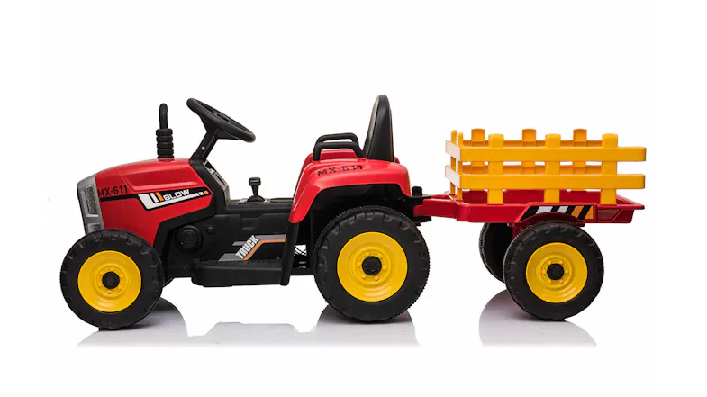 TSB Living Kids' Ride-On Tractor with Trailer, Music, Lights - Red TSB Living Kids' Ride-On Tractor with Trailer, Music, Lights - Red