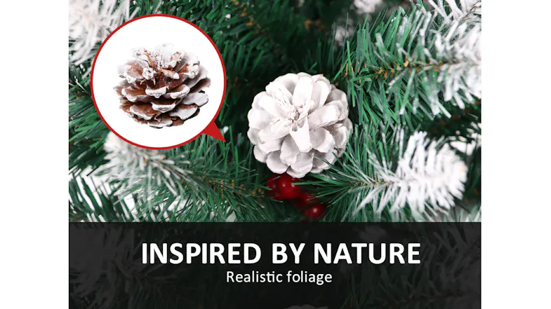 TSB Living Faux Christmas Tree with Frosted Tips, Nature-Inspired Decorations 180cm TSB Living Faux Christmas Tree with Frosted Tips, Nature-Inspired Decorations 180cm