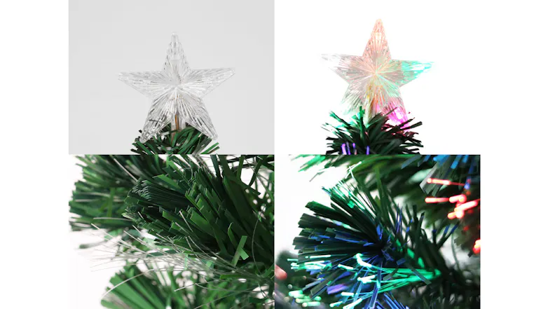 TSB Living Faux Christmas Tree with Star, Fiber Optic Lighting 210cm TSB Living Faux Christmas Tree with Star, Fiber Optic Lighting 210cm
