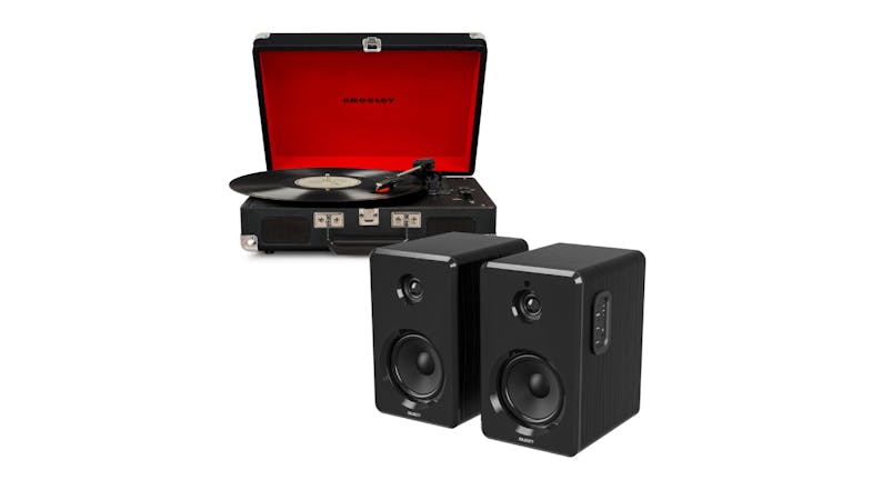 Crosley Cruiser Bluetooth Turntable with Majority D40 Bluetooth Speakers - Black Crosley Cruiser Bluetooth Turntable with Majority D40 Bluetooth Speakers - Black