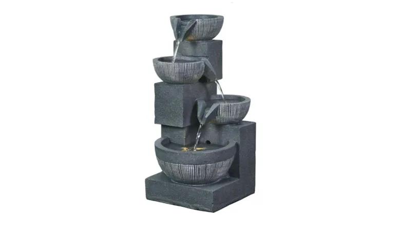 TSB Living Solar Powered Water Feature 23 x 28 x 47cm - Triple Bowl Flow TSB Living Solar Powered Water Feature 23 x 28 x 47cm - Triple Bowl Flow