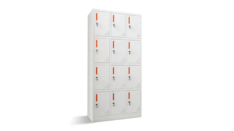 TSB Living Secure Steel 12 Cabinet Locker Wall with Locks, Vents 90 x 185 x 40cm - White TSB Living Secure Steel 12 Cabinet Locker Wall with Locks, Vents 90 x 185 x 40cm - White