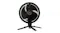 Rear angled view of the Shark FlexBreeze tabletop fan showing the control buttons, carry handle, and fold‑out support legs Rear angled view of the Shark FlexBreeze tabletop fan showing the control buttons, carry handle, and fold‑out support legs