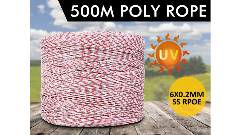 TSB Living 6-Strand Electric Fencing Polywire Reel 500m x 4mm TSB Living 6-Strand Electric Fencing Polywire Reel 500m x 4mm