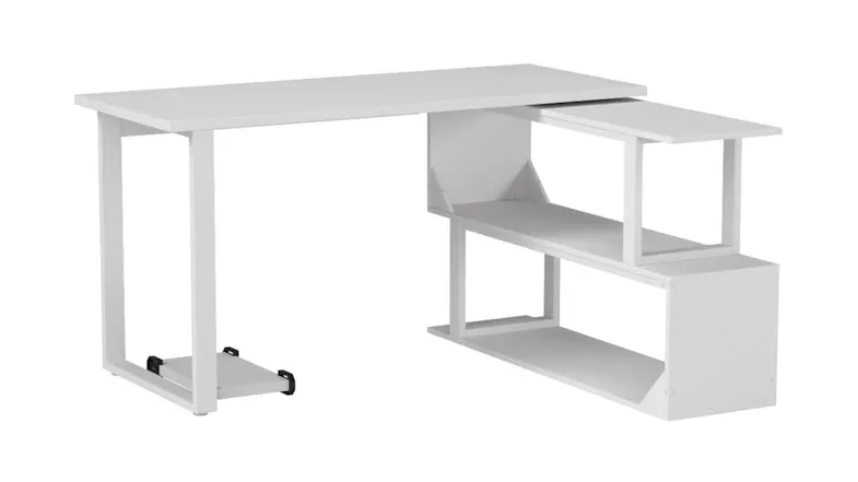 TSB Living L-Shaped Combination Desk and Shelving Unit with PC Tower Block - White TSB Living L-Shaped Combination Desk and Shelving Unit with PC Tower Block - White