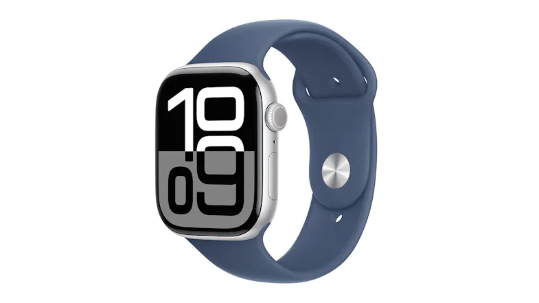 Apple Watch Series 10 - Silver Aluminium Case with Denim Sport Band (46mm, GPS+Cellular, Bluetooth, Medium-Large) Apple Watch Series 10 - Silver Aluminium Case with Denim Sport Band (46mm, GPS+Cellular, Bluetooth, Medium-Large)