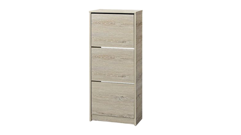 TSB Living "Enkel" 3-Drawer Tall Shoe Cabinet - Ivory Oak TSB Living "Enkel" 3-Drawer Tall Shoe Cabinet - Ivory Oak
