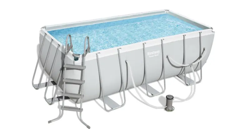 Bestway PowerSteel Rectangular Above Ground Pool 4.12 x 2.10 x 1.22m with Filter Pump, Ladder Bestway PowerSteel Rectangular Above Ground Pool 4.12 x 2.10 x 1.22m with Filter Pump, Ladder