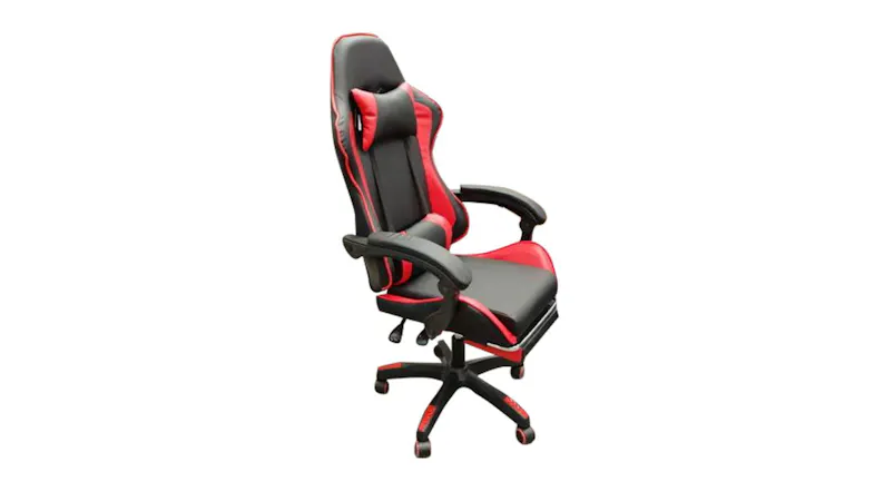TSB Living Racer Reclining PVC Gaming Chair with Leg Rest, Plush Arm Rests - Red TSB Living Racer Reclining PVC Gaming Chair with Leg Rest, Plush Arm Rests - Red