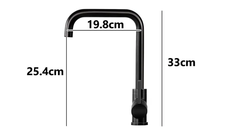 TSB Living Squared Swivel Kitchen Mixer Tap 33 x 19cm - Black TSB Living Squared Swivel Kitchen Mixer Tap 33 x 19cm - Black