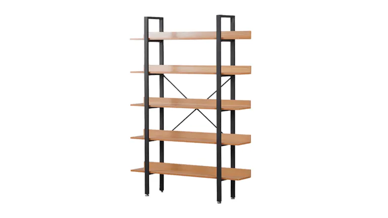 TSB Living Industrial Style 5 Tier Display Bookshelf 120 x 172 x 28cm - Wood/Black TSB Living Industrial Style 5 Tier Display Bookshelf 120 x 172 x 28cm - Wood/Black