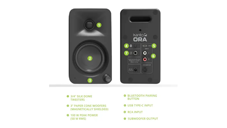 Kanto ORA 100W Powered Desktop Computer Speakers - Black Kanto ORA 100W Powered Desktop Computer Speakers - Black