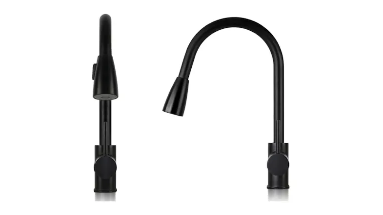 TSB Living Rounded Kitchen Mixer Tap with Engraved Hot & Cold Indicators, Spray Modes 39 x 24cm - Black TSB Living Rounded Kitchen Mixer Tap with Engraved Hot & Cold Indicators, Spray Modes 39 x 24cm - Black