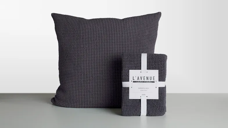 Waffle European Pillowcase by L'Avenue - Gargoyle Grey Waffle European Pillowcase by L'Avenue - Gargoyle Grey